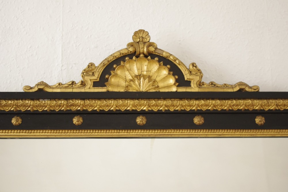 Victorian Ebonised and Parcel-Gilt Large Overmantle Mirror View VII