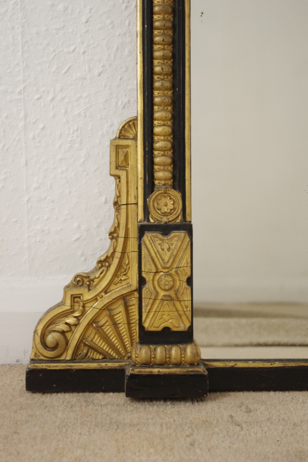 Victorian Ebonised and Parcel-Gilt Large Overmantle Mirror View VIII