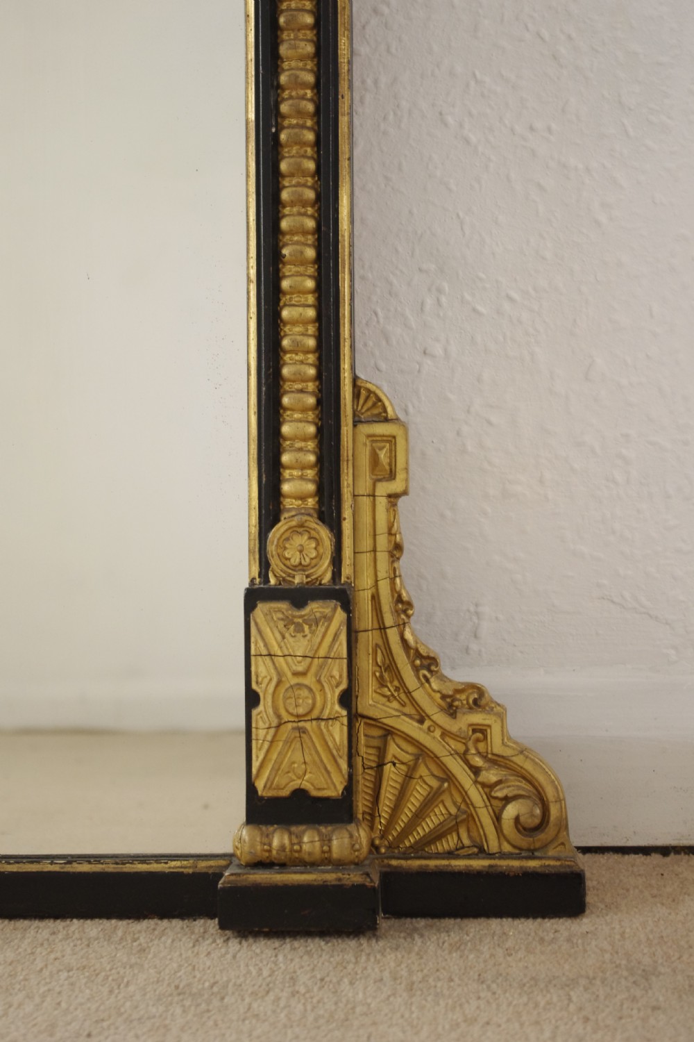 Victorian Ebonised and Parcel-Gilt Large Overmantle Mirror View IX
