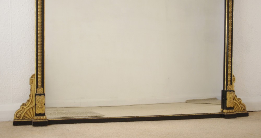Victorian Ebonised and Parcel-Gilt Large Overmantle Mirror View X