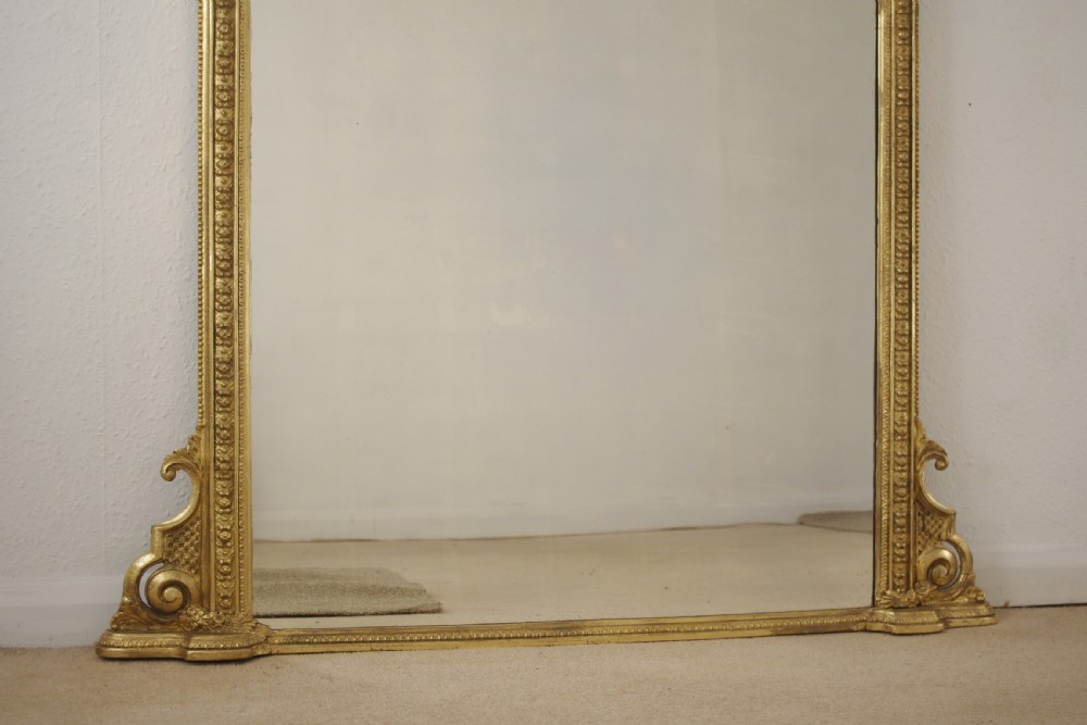 Victorian Gilt Large Arch Top Overmantle Mirror View VII