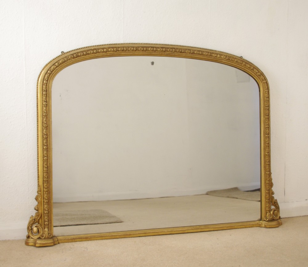 Victorian Gilt Large Arch Top Overmantel Mirror