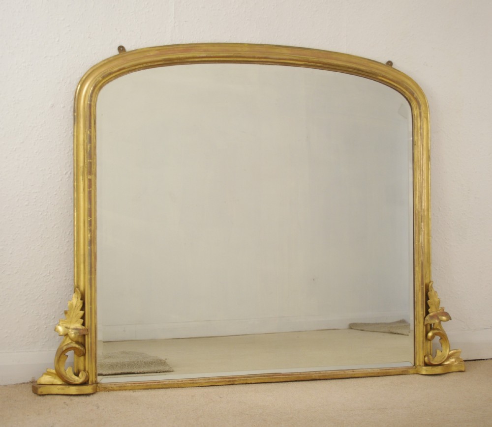 Victorian Gilt Wood Arch Top Overmantle Mirror