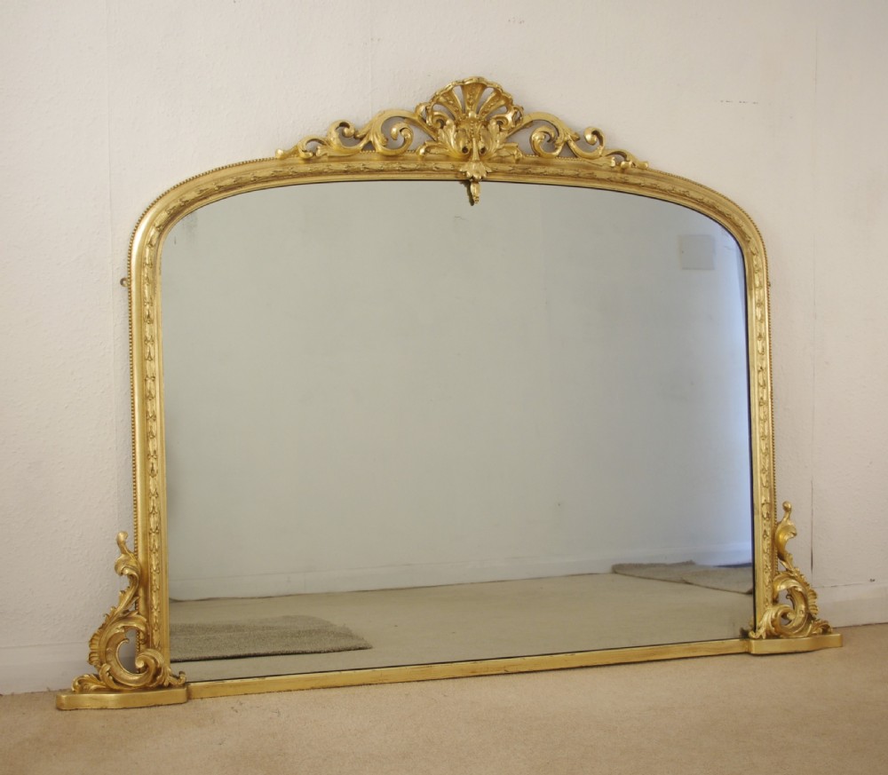 Victorian Gilt Large Arch Top Overmantle Mirror