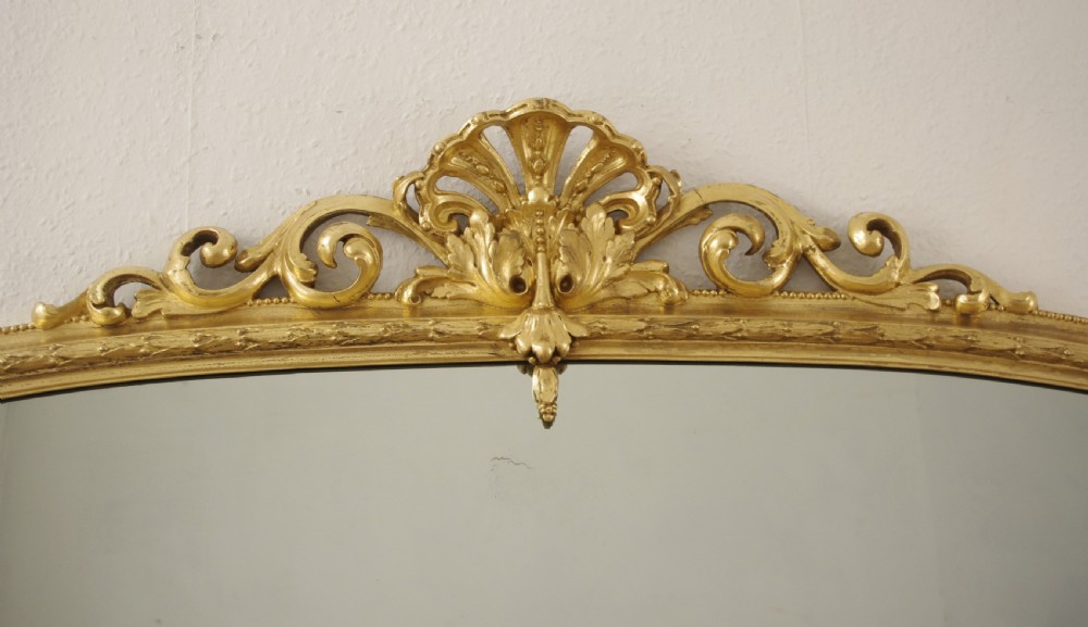 Victorian Gilt Large Arch Top Overmantle Mirror View IV