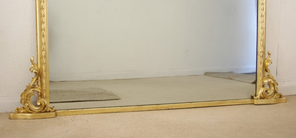 Victorian Gilt Large Arch Top Overmantle Mirror View VIII