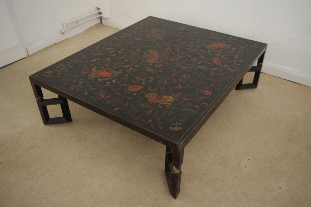 Chinese Black Lacquer and Parcel-Gilt Large Low Table/Coffee Table View II