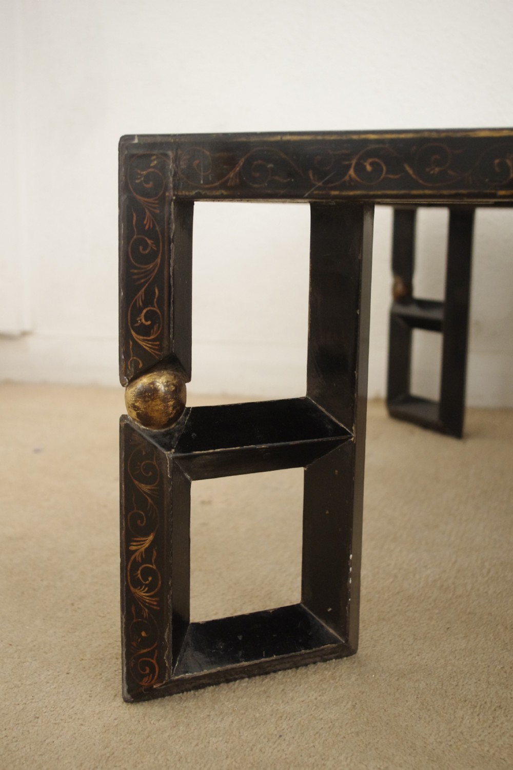 Chinese Black Lacquer and Parcel-Gilt Large Low Table/Coffee Table View XI