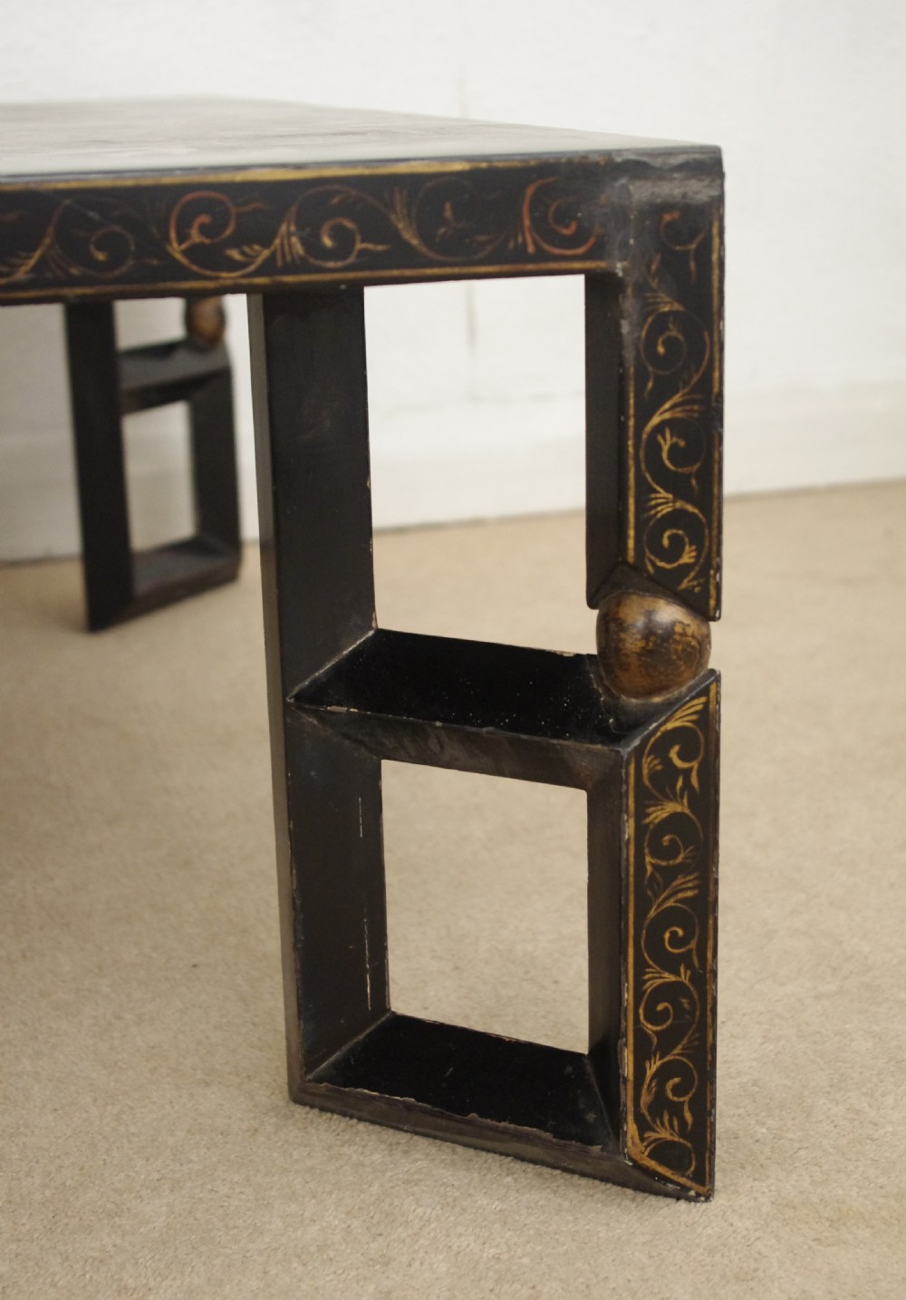 Chinese Black Lacquer and Parcel-Gilt Large Low Table/Coffee Table View XII