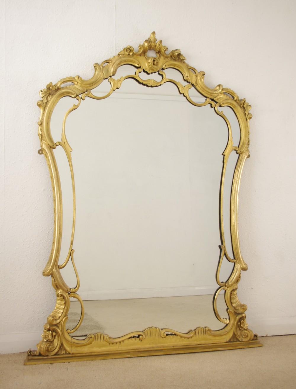 19th Century Gilt Wood Large Overmantle Mirror