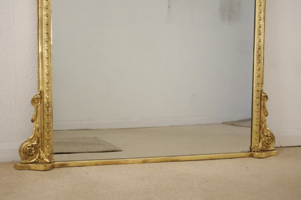 Victorian Gilt Large Arch Top Overmantle Mirror View VIII