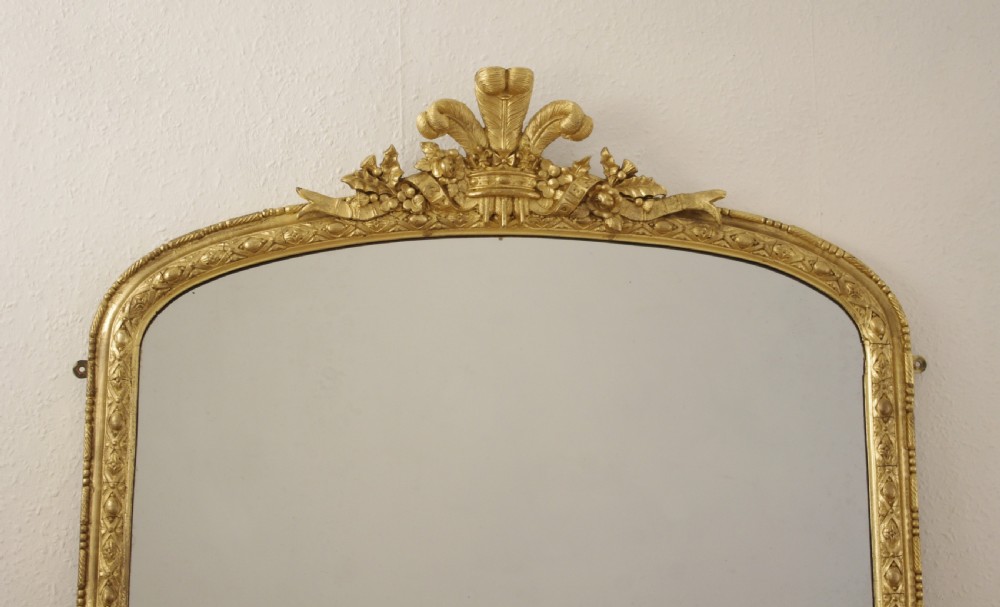 Victorian Gilt Arch Top Overmantle Mirror with Prince of Wales' Feathers View II