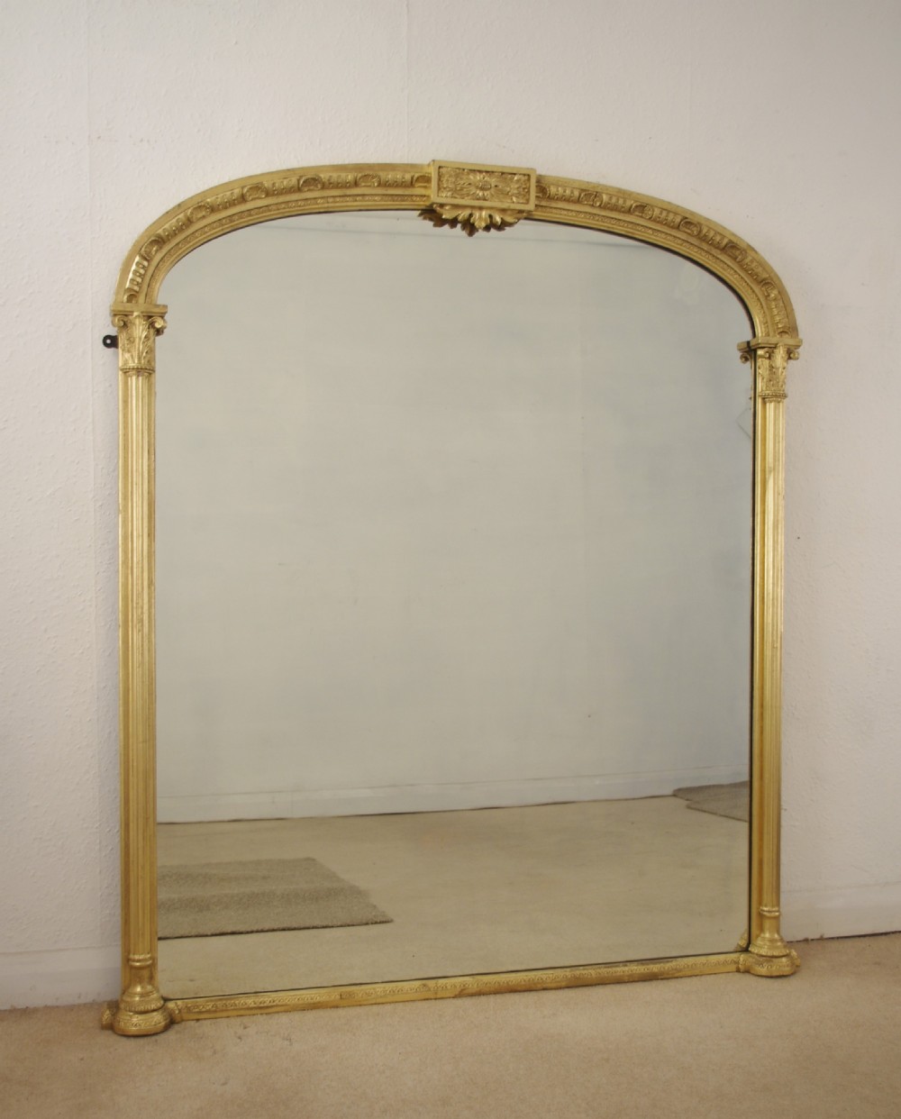Victorian Gilt Large Arch Top Overmantle Mirror