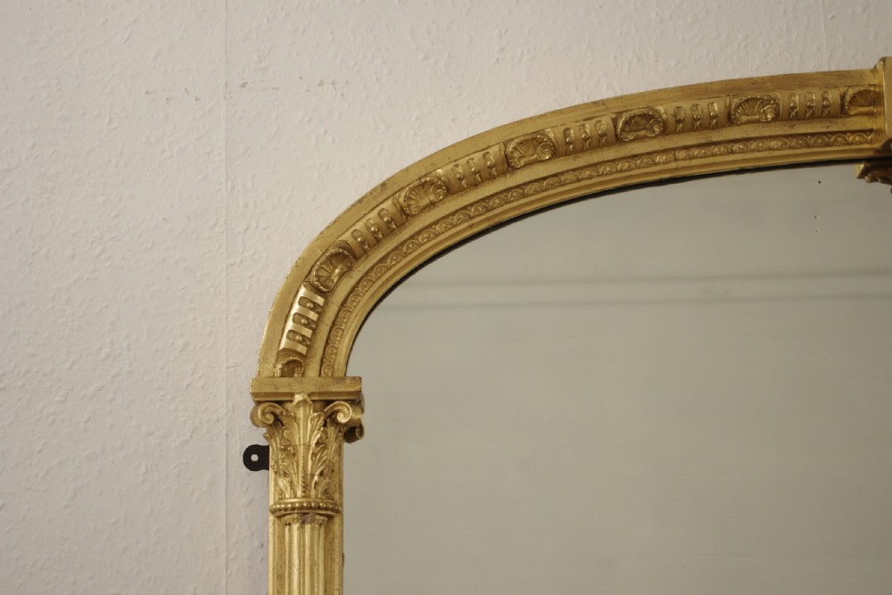 Victorian Gilt Large Arch Top Overmantle Mirror View V