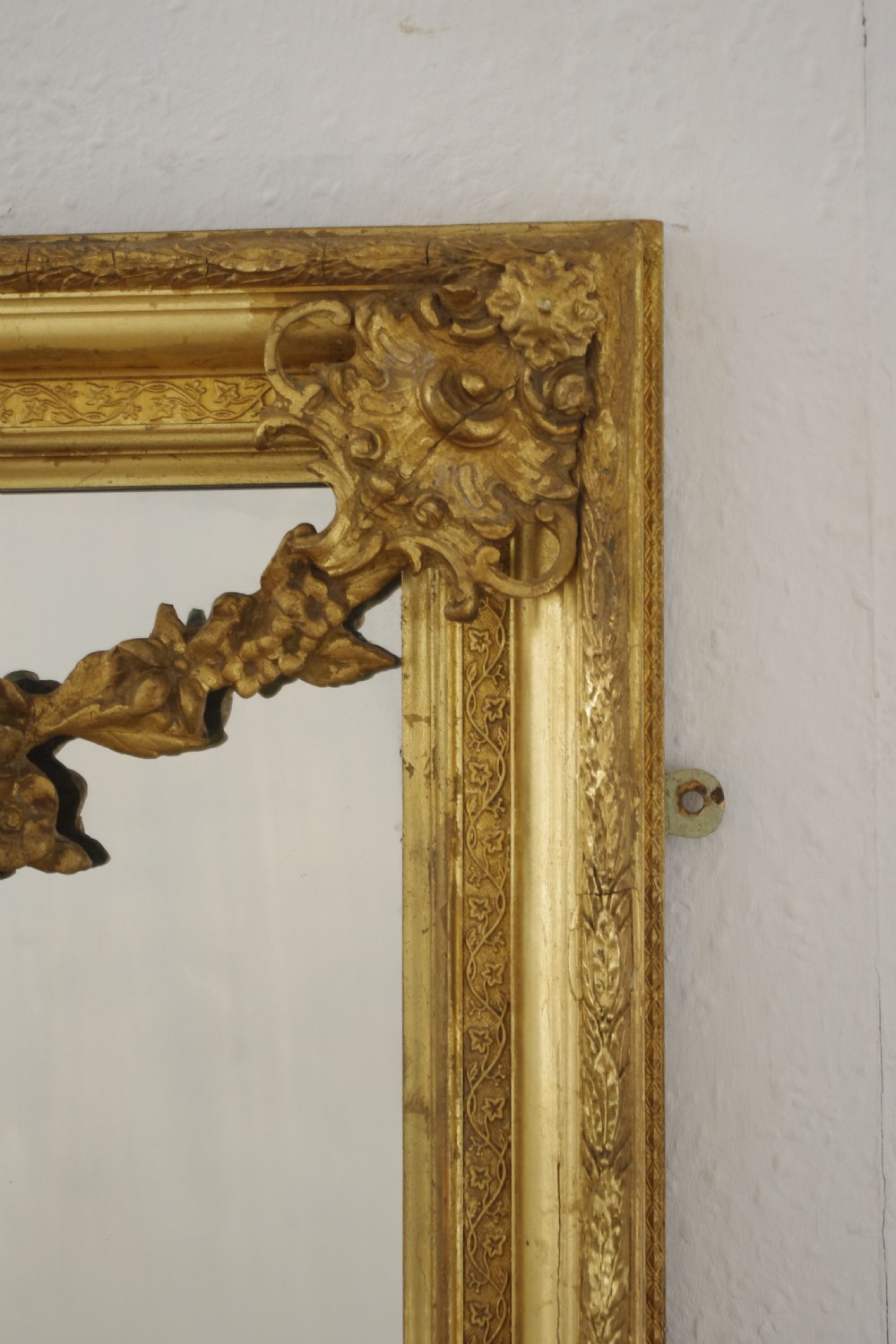 Victorian Gilt Large Overmantle Mirror with 'Putto' Cresting View V