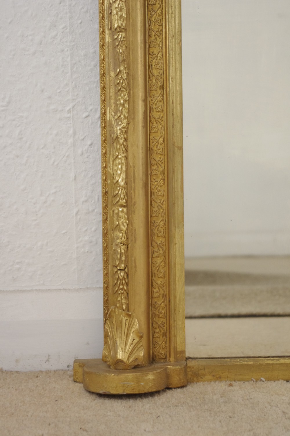 Victorian Gilt Large Overmantle Mirror with 'Putto' Cresting View VI
