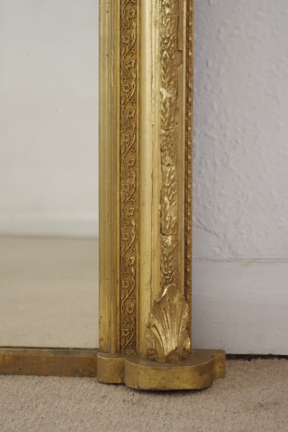 Victorian Gilt Large Overmantle Mirror with 'Putto' Cresting View VII