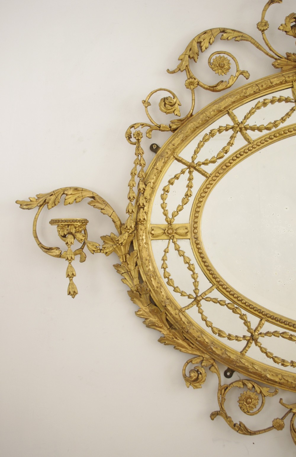 Victorian Gilt Adam Style  Large Oval Overmantle Wall Mirror View II