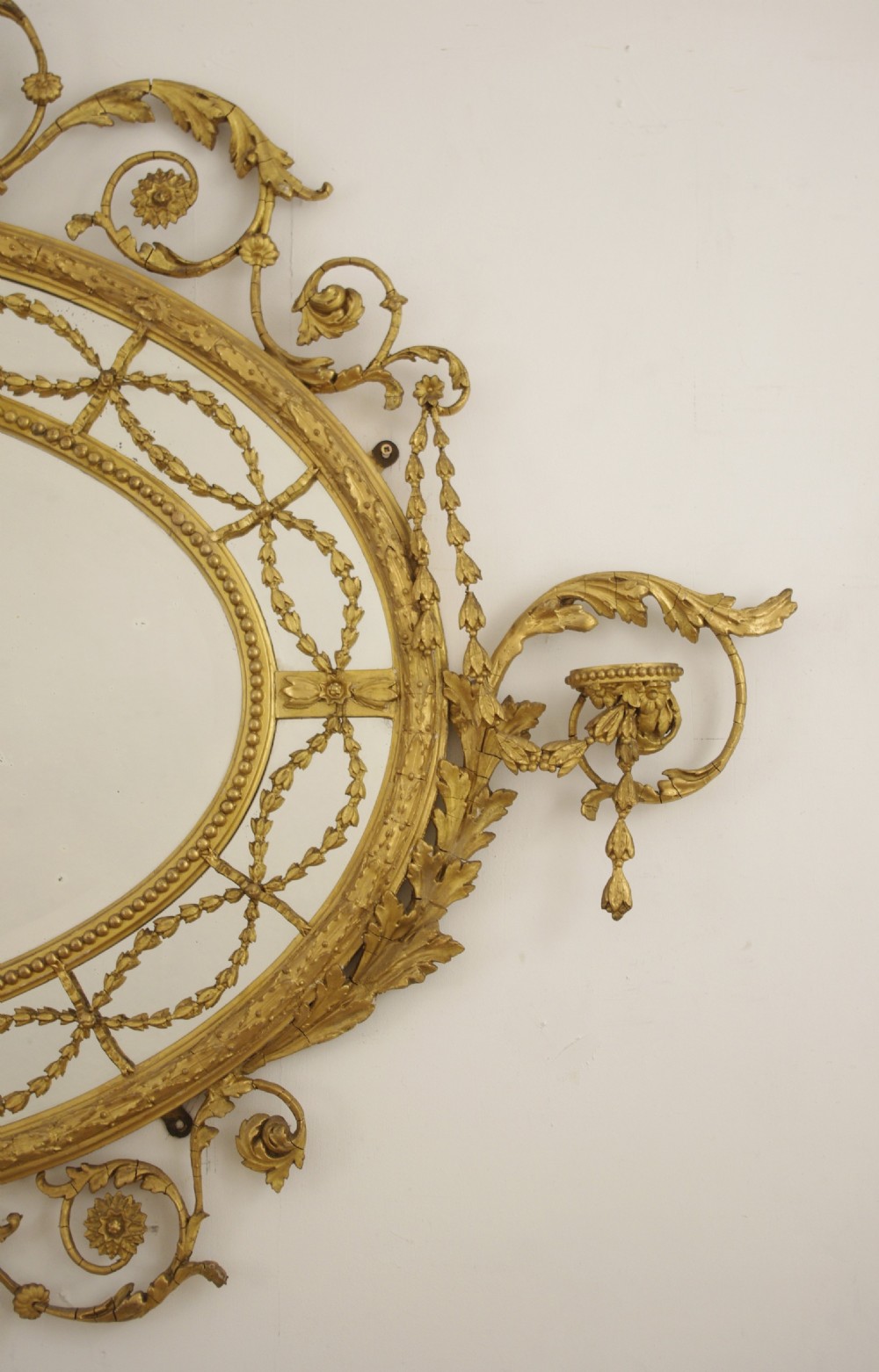 Victorian Gilt Adam Style  Large Oval Overmantle Wall Mirror View III