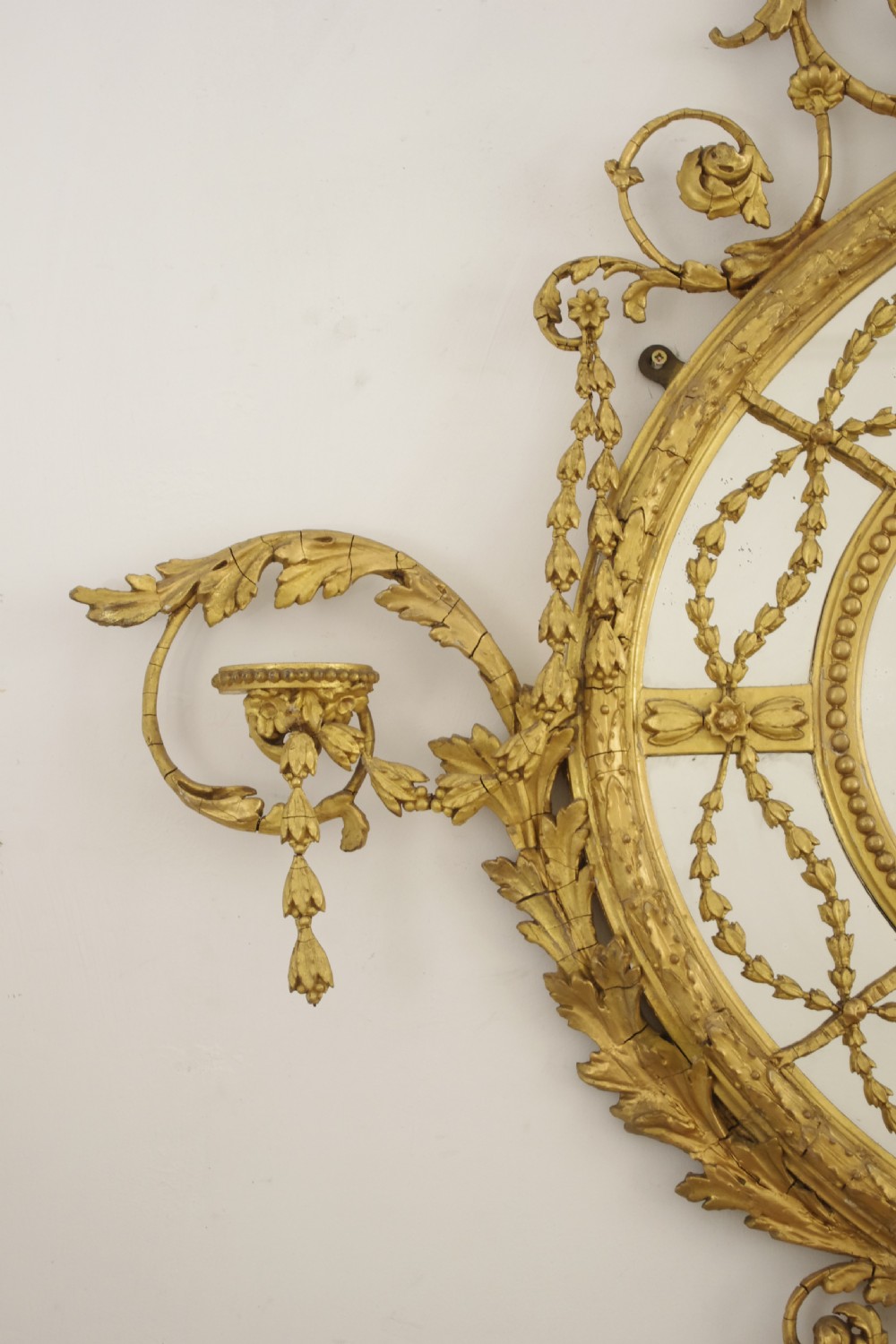 Victorian Gilt Adam Style  Large Oval Overmantle Wall Mirror View IV