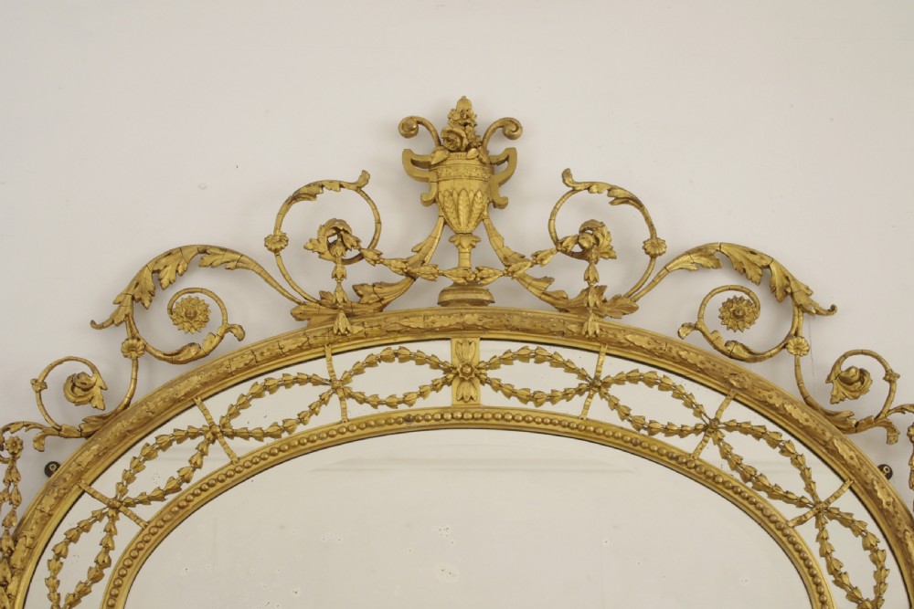 Victorian Gilt Adam Style  Large Oval Overmantle Wall Mirror View VI