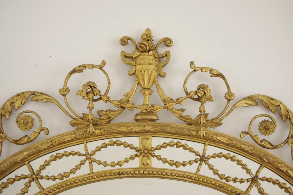 Victorian Gilt Adam Style  Large Oval Overmantle Wall Mirror View VII