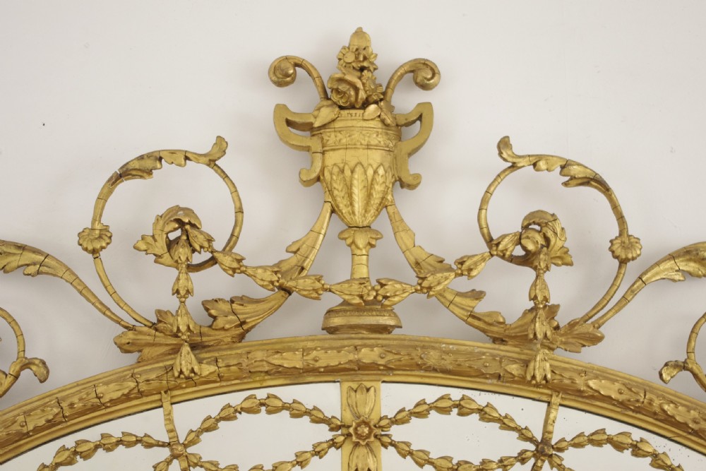 Victorian Gilt Adam Style  Large Oval Overmantle Wall Mirror View VIII