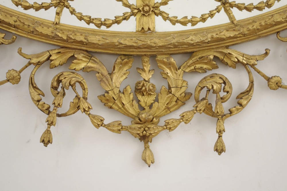 Victorian Gilt Adam Style  Large Oval Overmantle Wall Mirror View XI