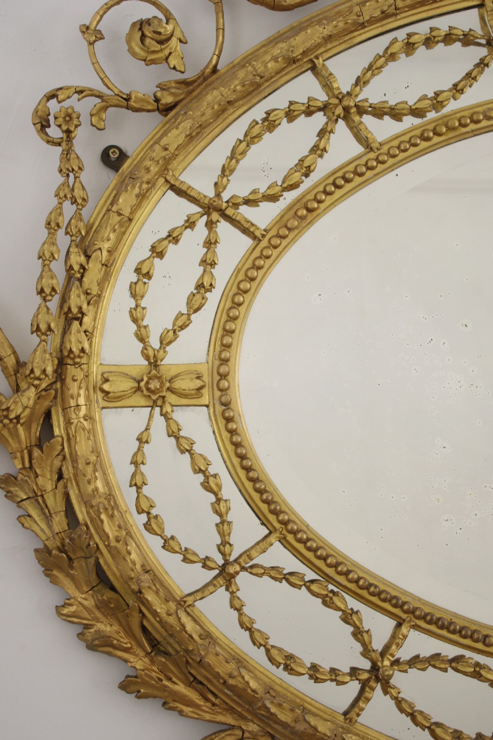 Victorian Gilt Adam Style  Large Oval Overmantle Wall Mirror View XIII