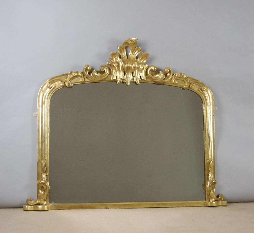 Victorian Gilt Wood Arch Top Overmantle Mirror
