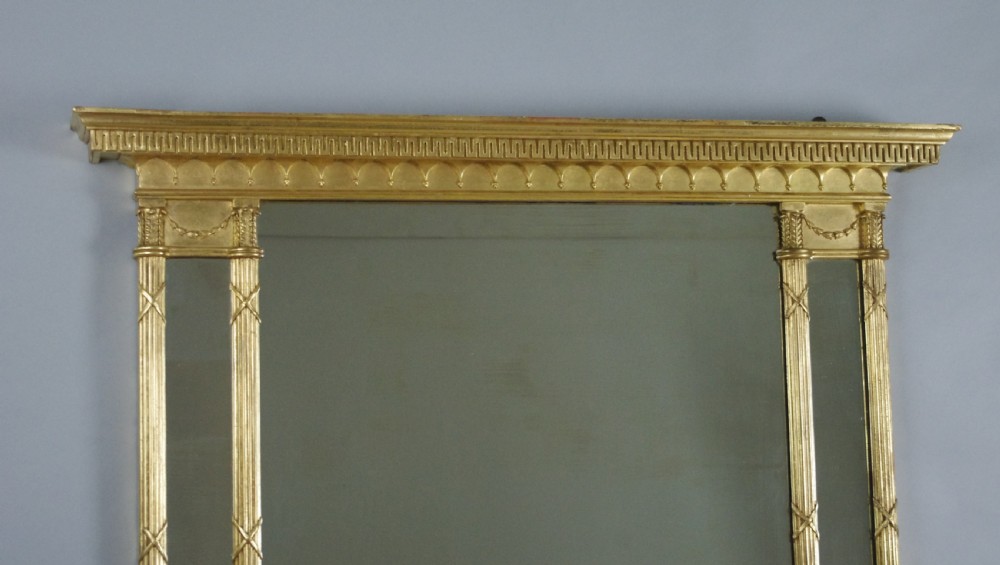 Regency Gilt Large Triple Plate Overmantle Mirror View II
