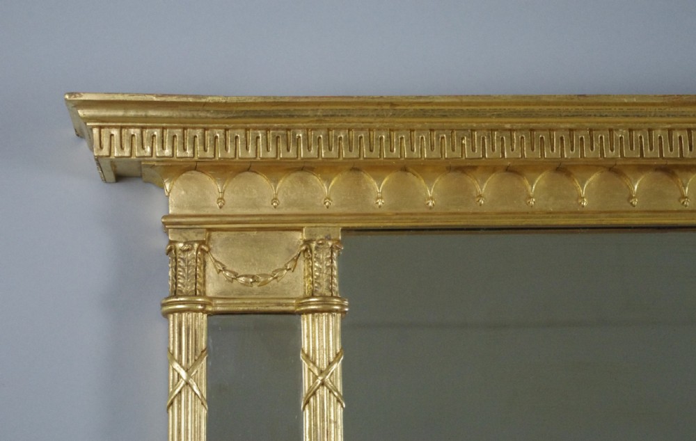 Regency Gilt Large Triple Plate Overmantle Mirror View III