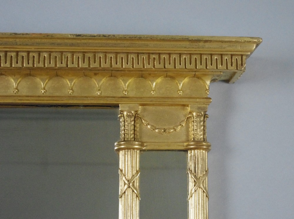 Regency Gilt Large Triple Plate Overmantle Mirror View IV