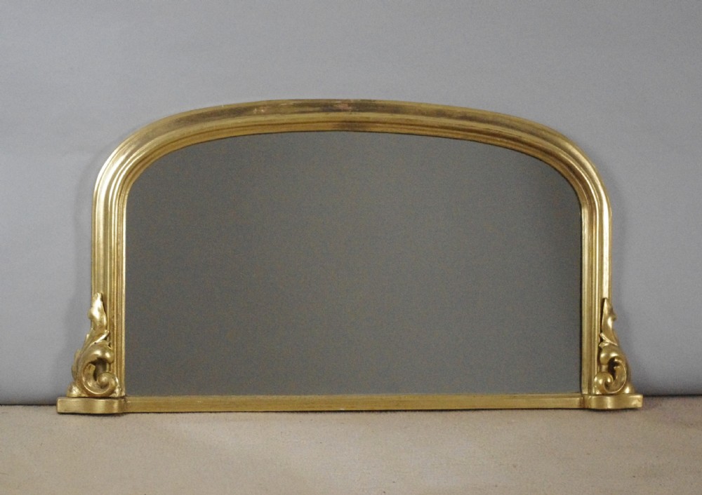 Victorian Gilt Wood Arch Top Overmantle Mirror