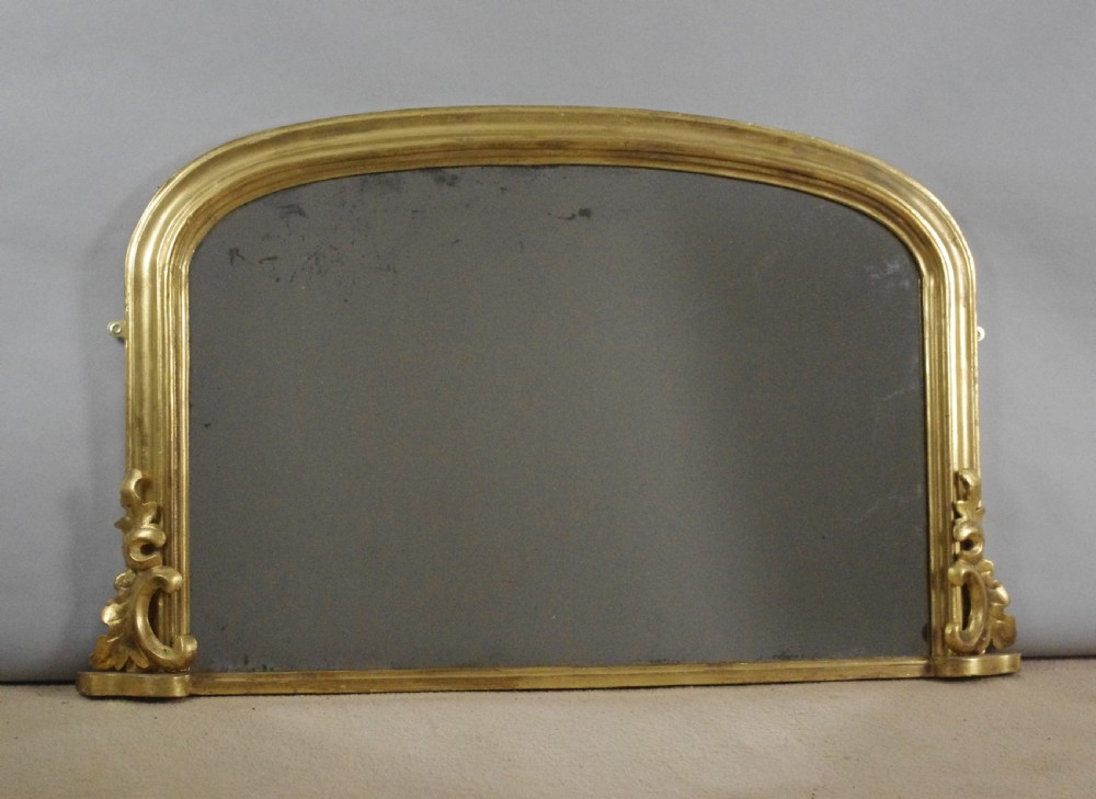 Victorian Gilt Wood Arch Top Overmantle Mirror