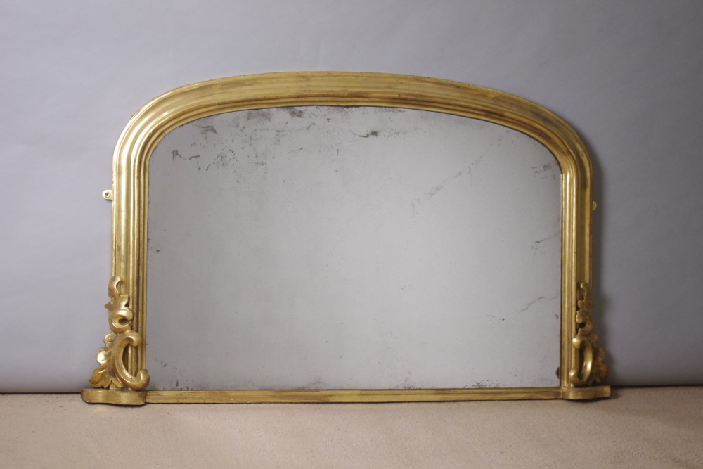 Victorian Gilt Wood Arch Top Overmantle Mirror View VI