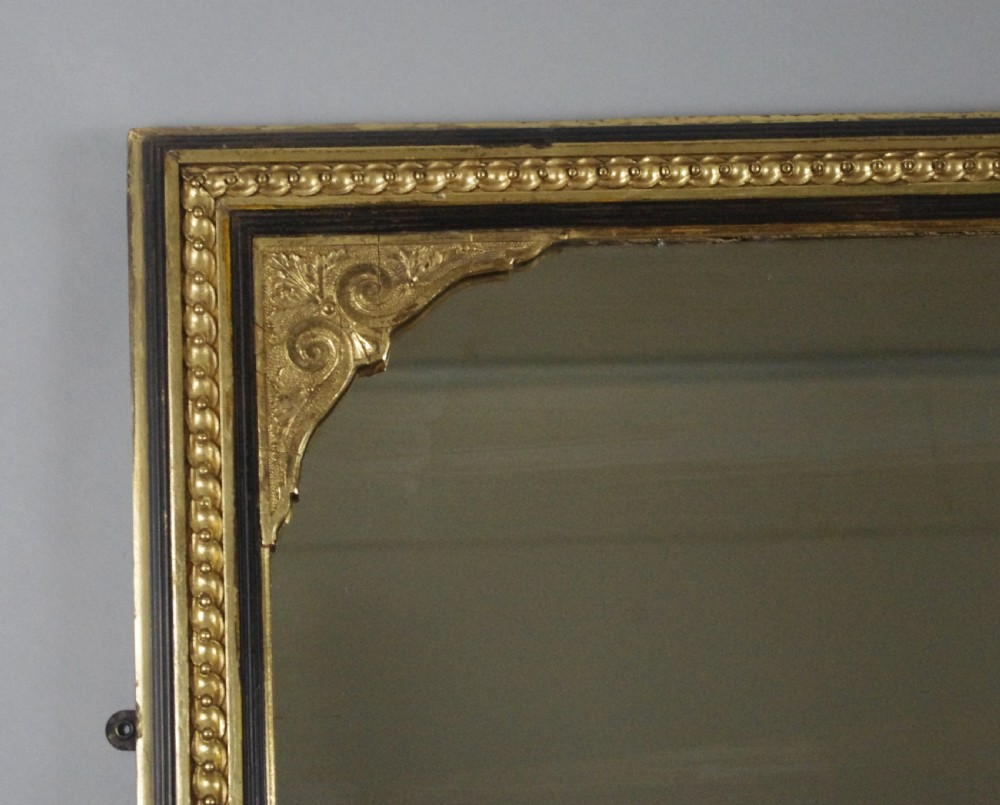 Victorian Ebonised and Parcel-Gilt Large Overmantle Mirror View III