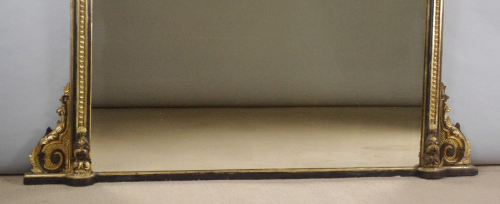 Victorian Ebonised and Parcel-Gilt Large Overmantle Mirror View VII