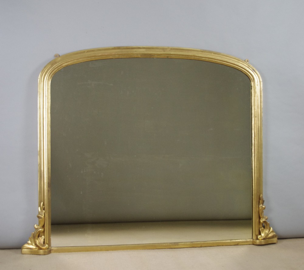 Victorian Gilt Wood Large Arch Top Overmantle Mirror