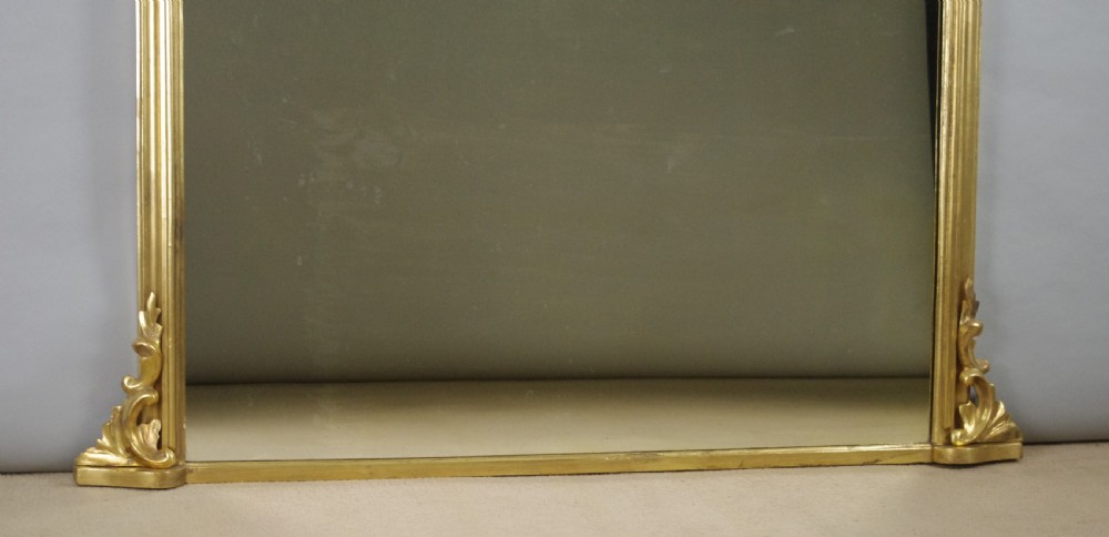 Victorian Gilt Wood Large Arch Top Overmantle Mirror View VII