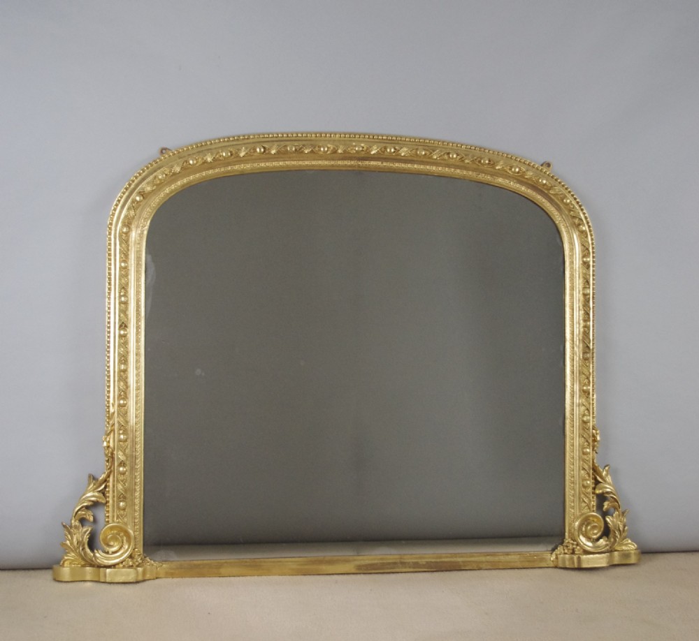 Victorian Gilt Large Arch Top Overmantle Mirror