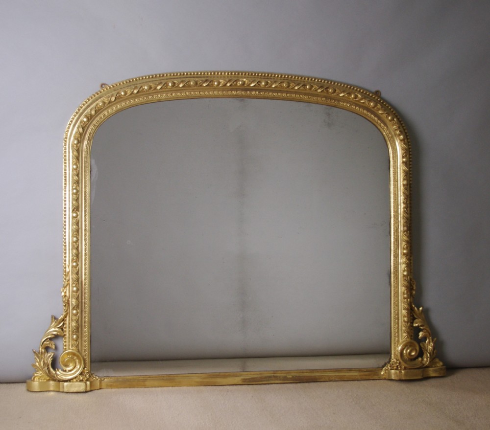Victorian Gilt Large Arch Top Overmantle Mirror View VIII