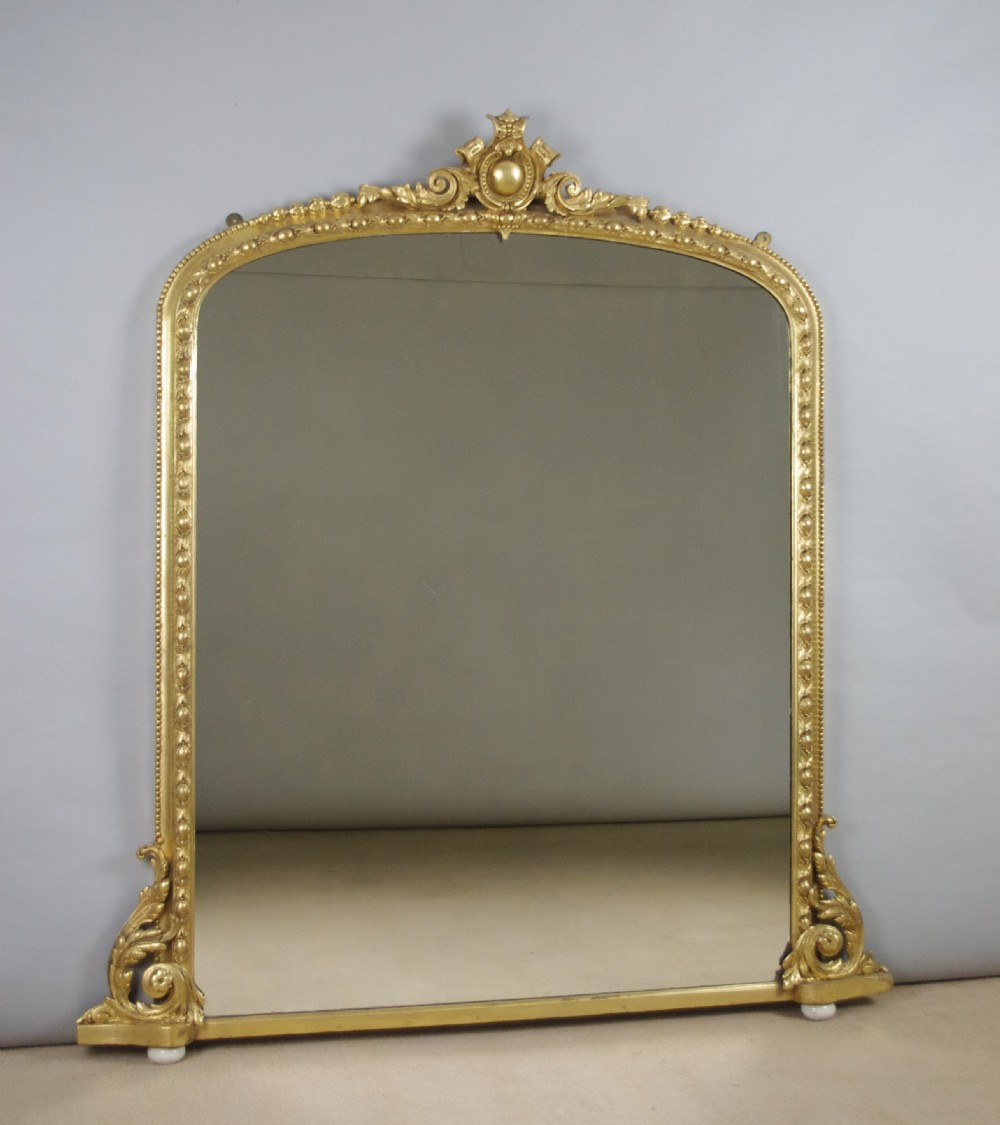 Victorian Gilt Large Arch Top Overmantle Mirror