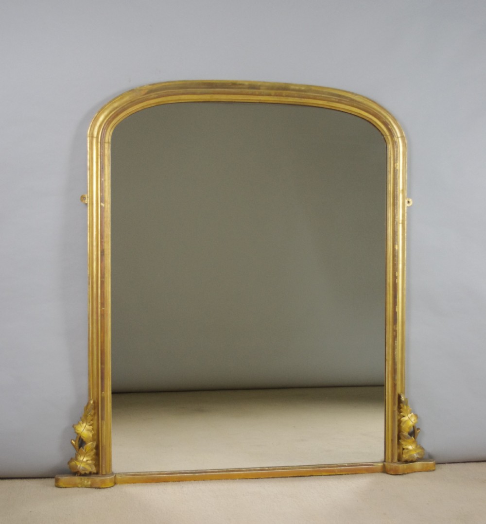 Victorian Gilt Wood Arch Top Overmantle Mirror