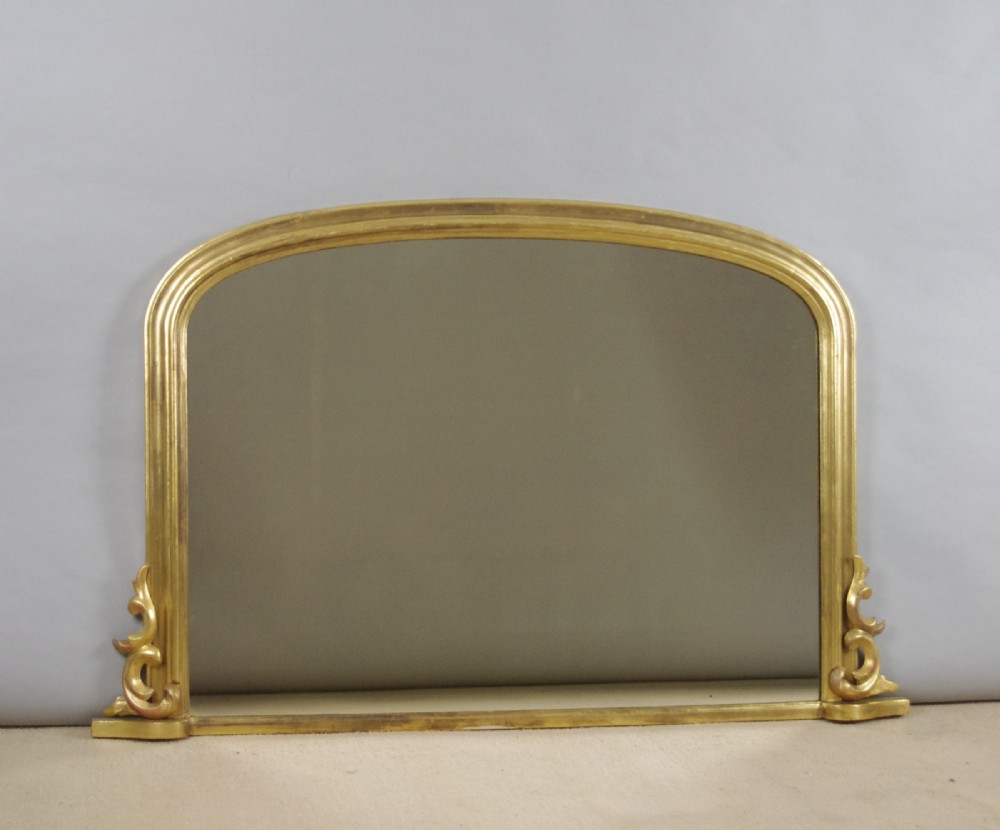 Victorian Gilt Wood Arch Top Overmantle Mirror