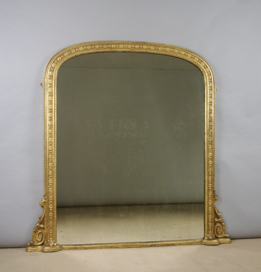 Victorian Gilt Large Arch Top Overmantle Mirror