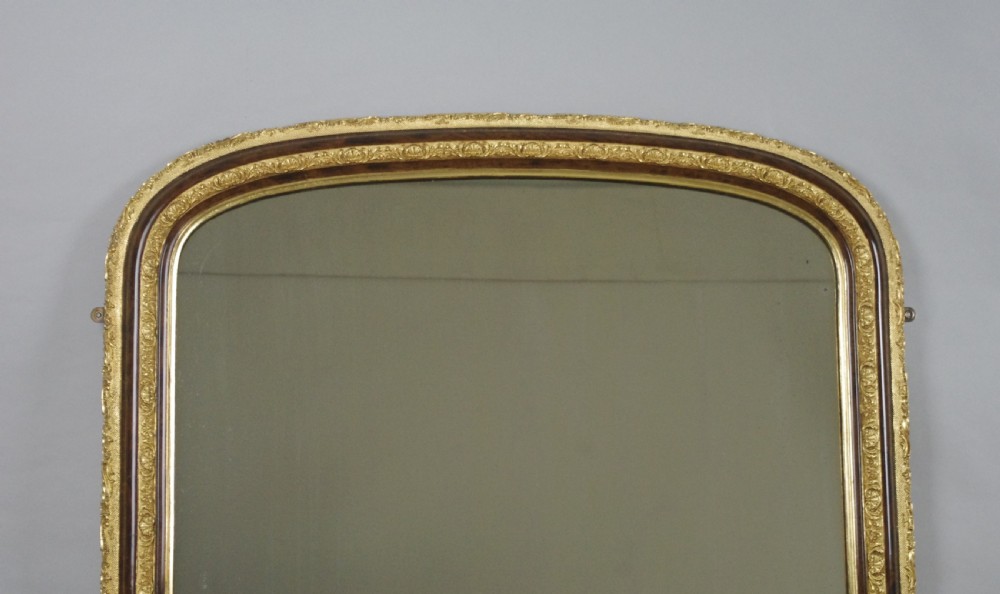 Victorian Simulated Wood and Parcel-Gilt Arch Top Overmantle Mirror View II