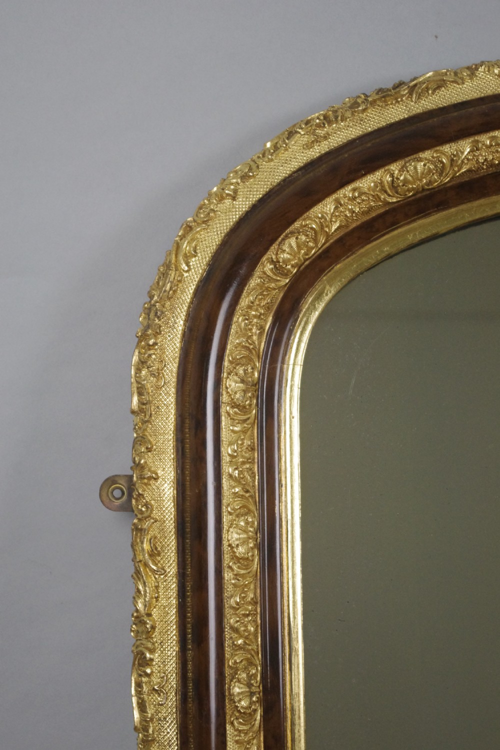 Victorian Simulated Wood and Parcel-Gilt Arch Top Overmantle Mirror View III