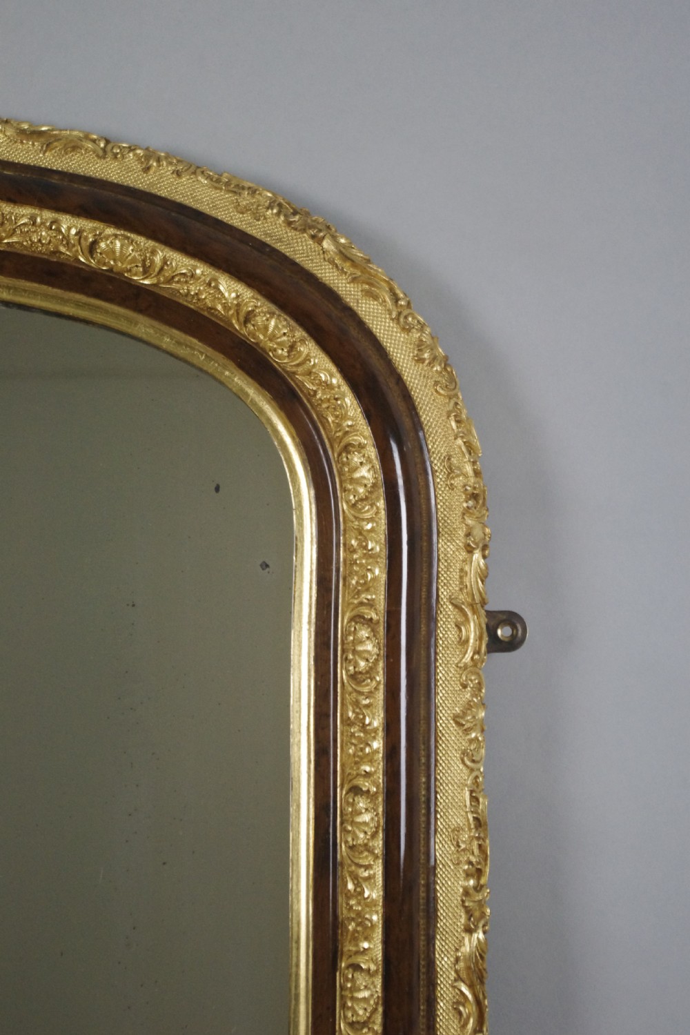 Victorian Simulated Wood and Parcel-Gilt Arch Top Overmantle Mirror View IV