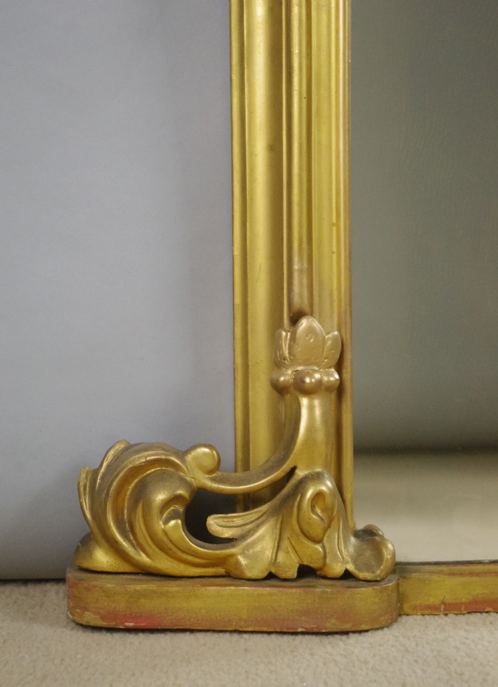 Victorian Gilt Wood Large Arch Top Overmantle Mirror View V